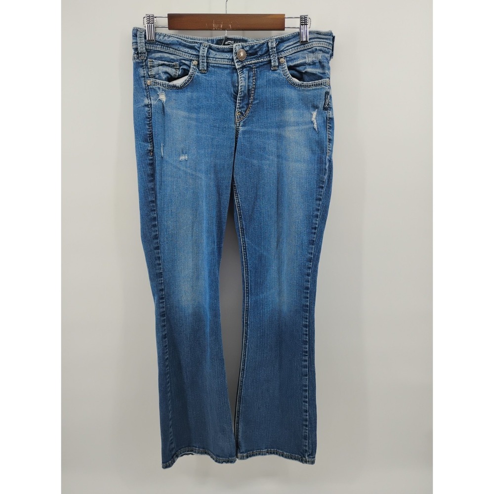 Silver Jeans Suki Boot Cut Low Rise Denim Stretch Size 29 Dark Wash